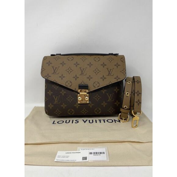 Louis Vuitton Pochette Metis Shoulder Bag Brown Leather Monogram Reverse Coated - Picture 3 of 13